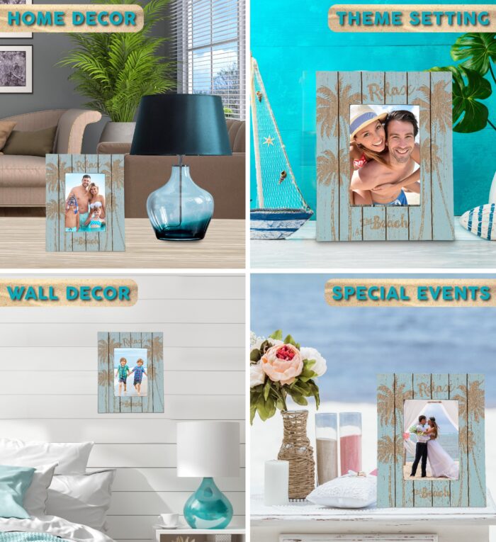 Aqua Palm Photo Frame 5X7 - Nautical - Image 3