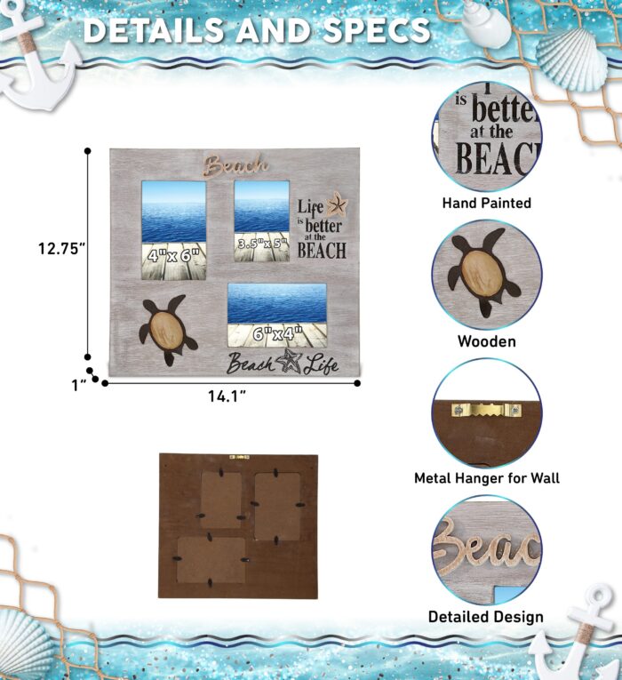 Coastal Sea Turtle Multi Photo Frame - Nautical - Image 2