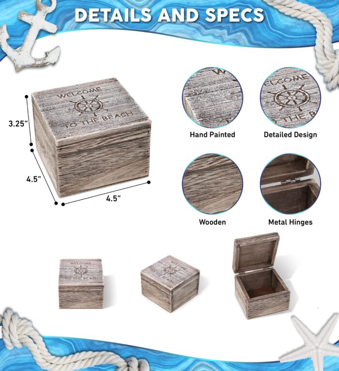 Driftwood Jewelry Box Medium - Nautical - Image 2