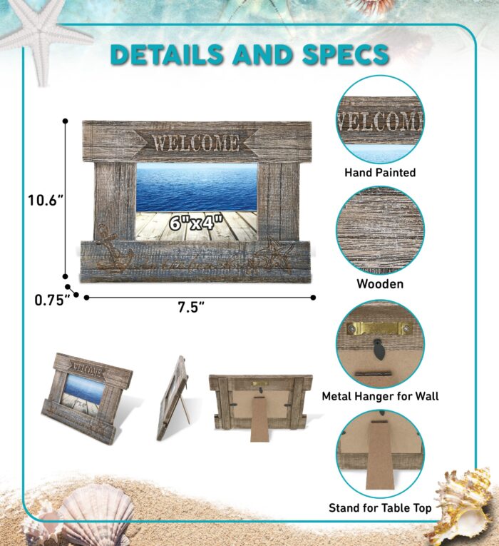Driftwood Anchor Photo Frame 6X4 - Nautical - Image 2