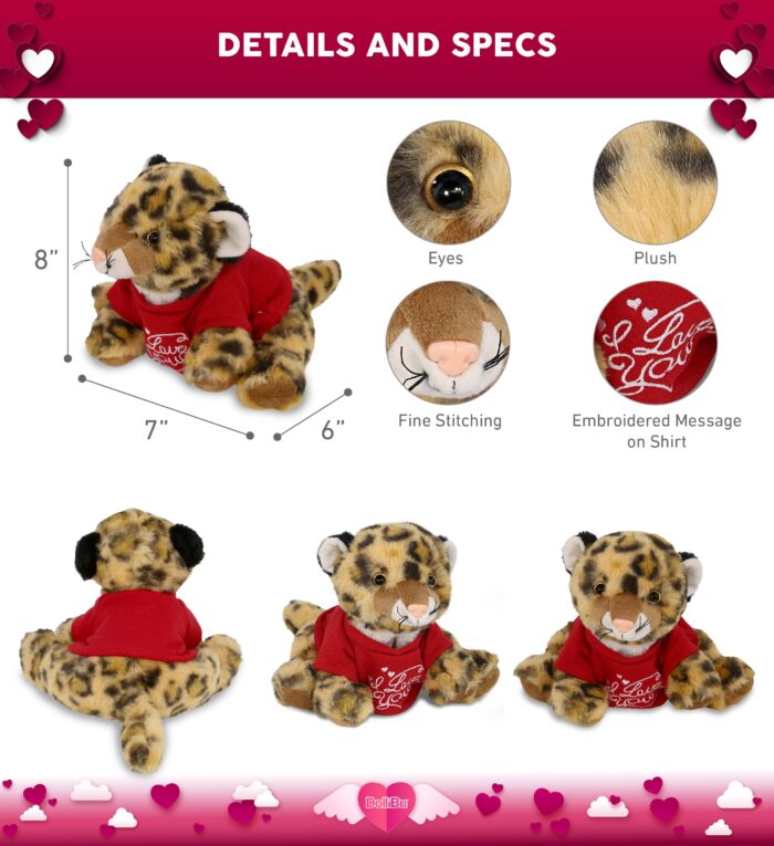 Squat Leopard 8" With I Love You Shirt  - Super-Soft Plush - Image 2