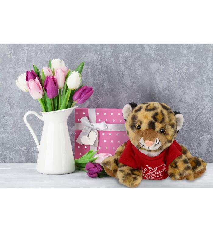 Squat Leopard 8" With I Love You Shirt  - Super-Soft Plush - Image 5