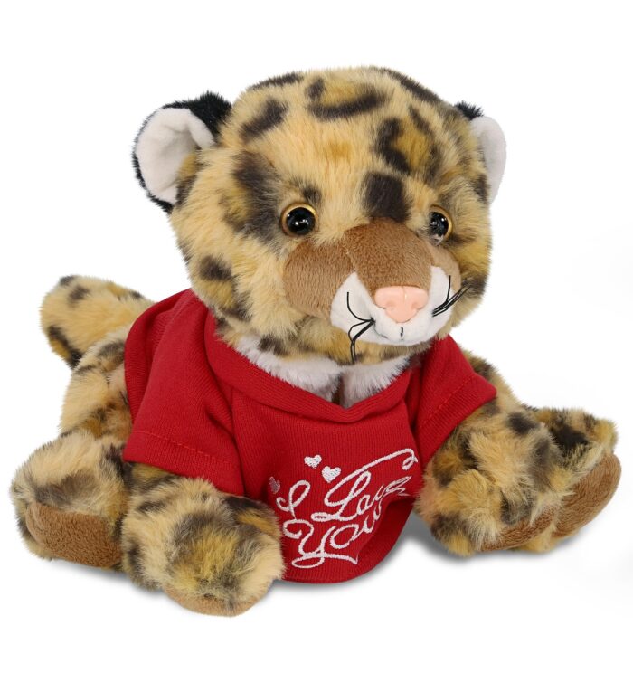 Squat Leopard 8" With I Love You Shirt  - Super-Soft Plush