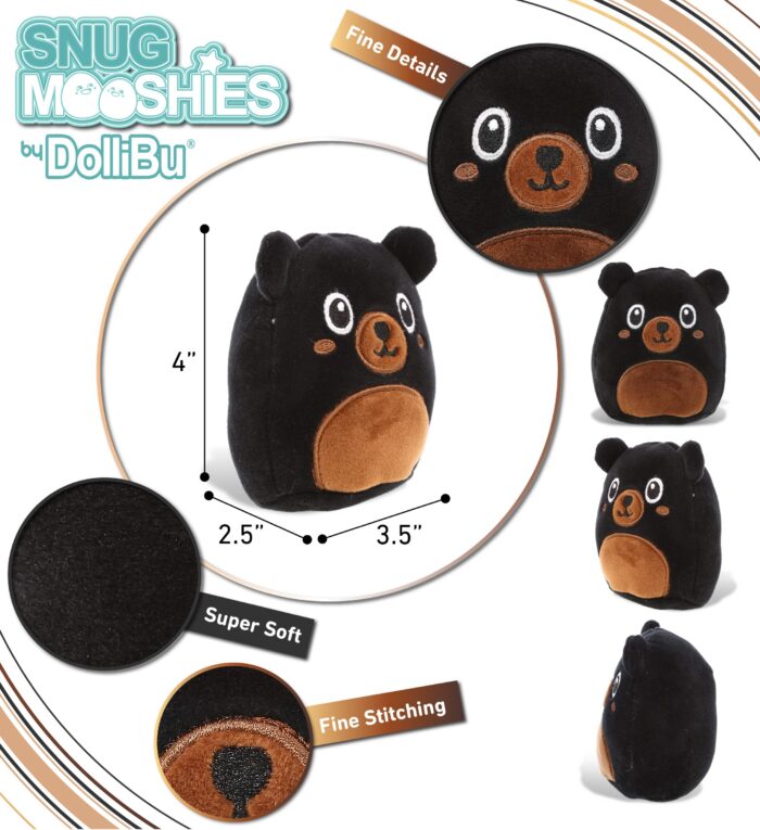 Black Bear 4" - Snug-Mooshies Plush - Image 3