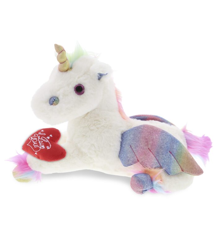Royal Flying Unicorn With Valentine Heart Plush - Super Soft Plush