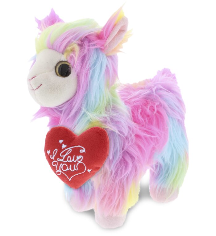 Rainbow Llama With Valentine Heart Plush - Super Soft Plush