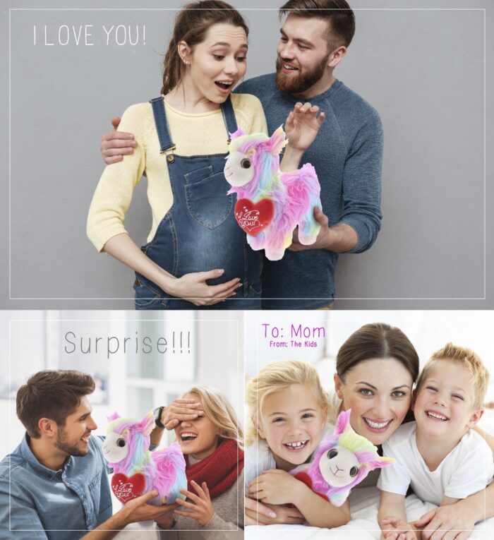 Rainbow Llama With Valentine Heart Plush - Super Soft Plush - Image 3