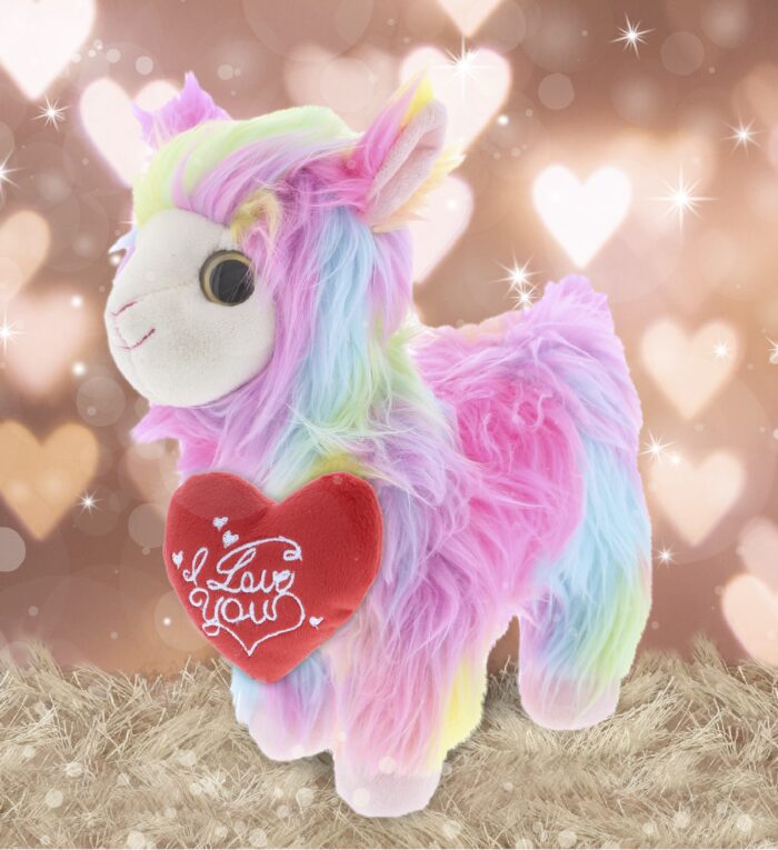 Rainbow Llama With Valentine Heart Plush - Super Soft Plush - Image 4