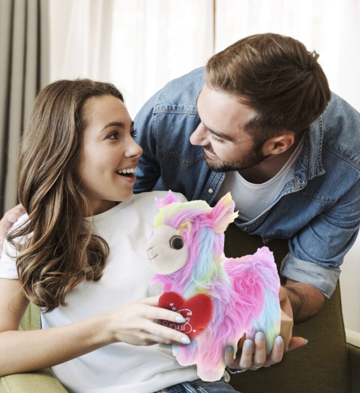 Rainbow Llama With Valentine Heart Plush - Super Soft Plush - Image 6