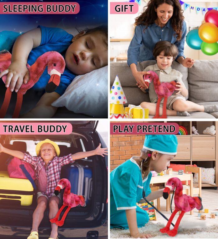 Pink Tie-Dye Flamingo 8" - Super-Soft Plush - Image 4