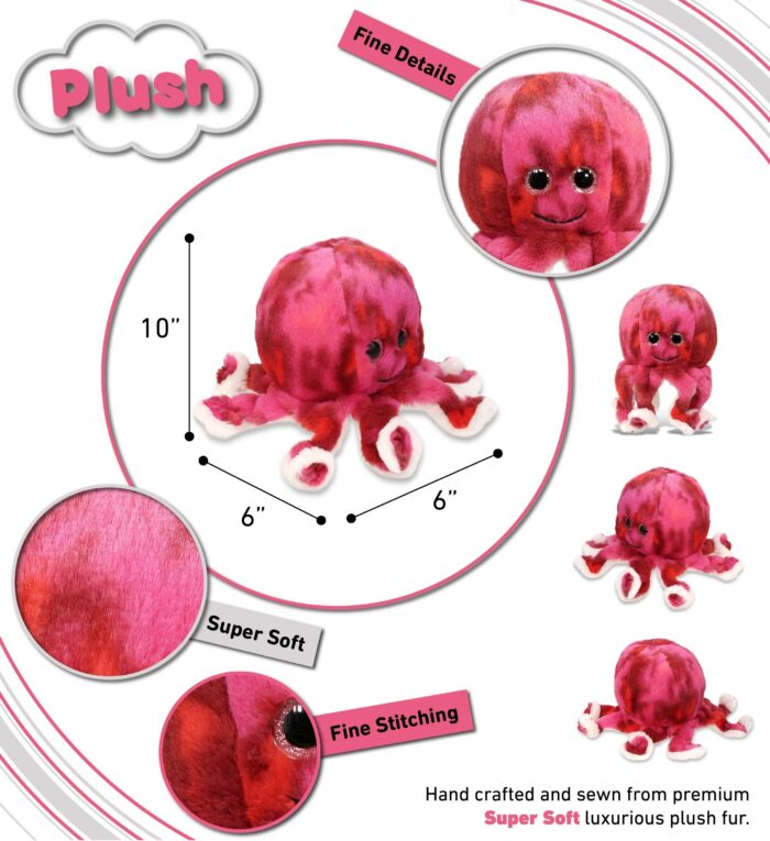 Pink Tie-Dye Octopus 10" - Super-Soft Plush - Image 3
