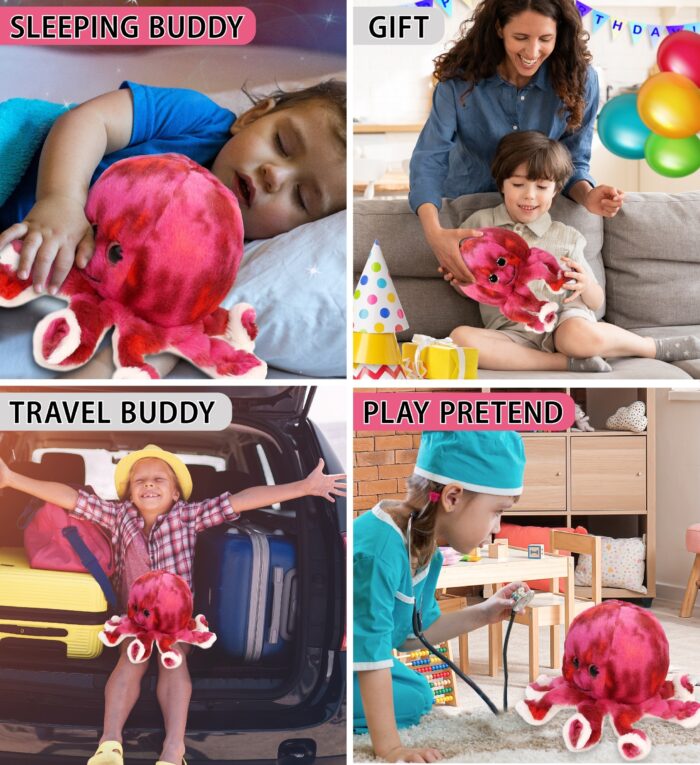 Pink Tie-Dye Octopus 10" - Super-Soft Plush - Image 4