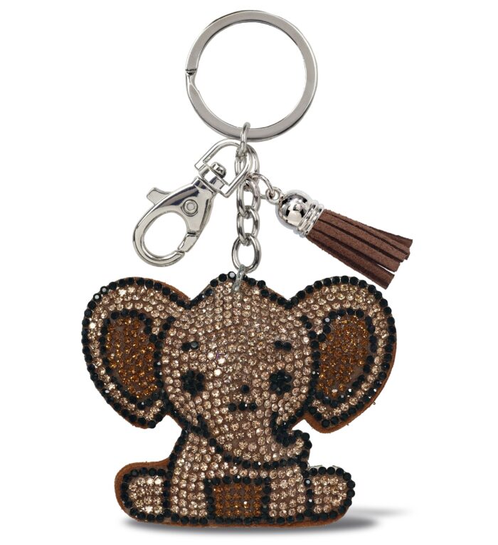Elephant - Sparkling Rhinestones Charm With Tassel