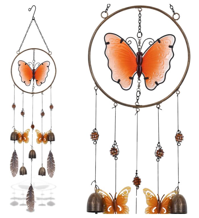 Orange Butterfly Wind Spinner - Wind Chime