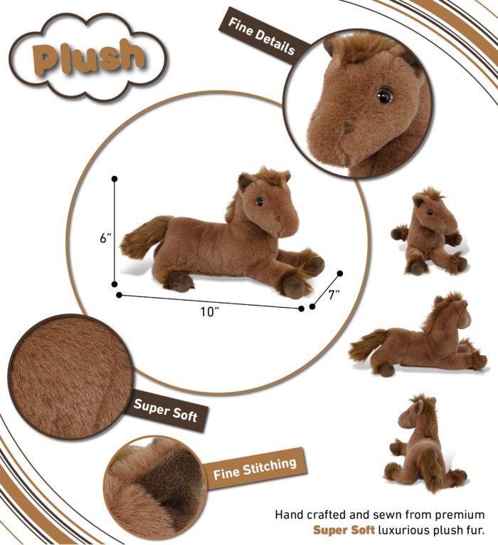 Fancy Laying Brown Horse 10" - Super-Soft Plush - Image 3