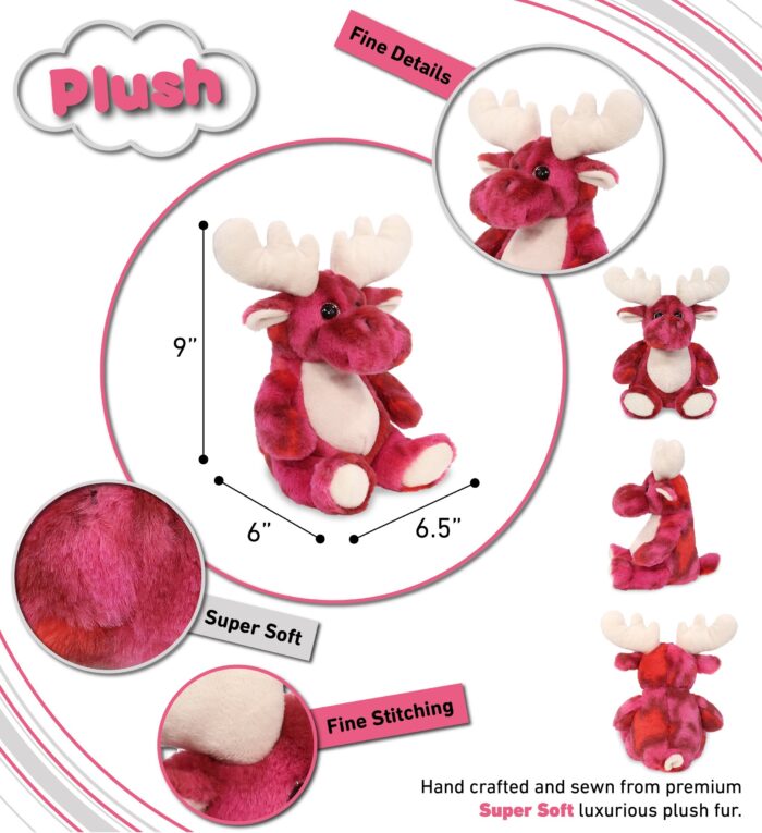 Pink Tie-Dye Moose 9" - Super-Soft Plush - Image 3