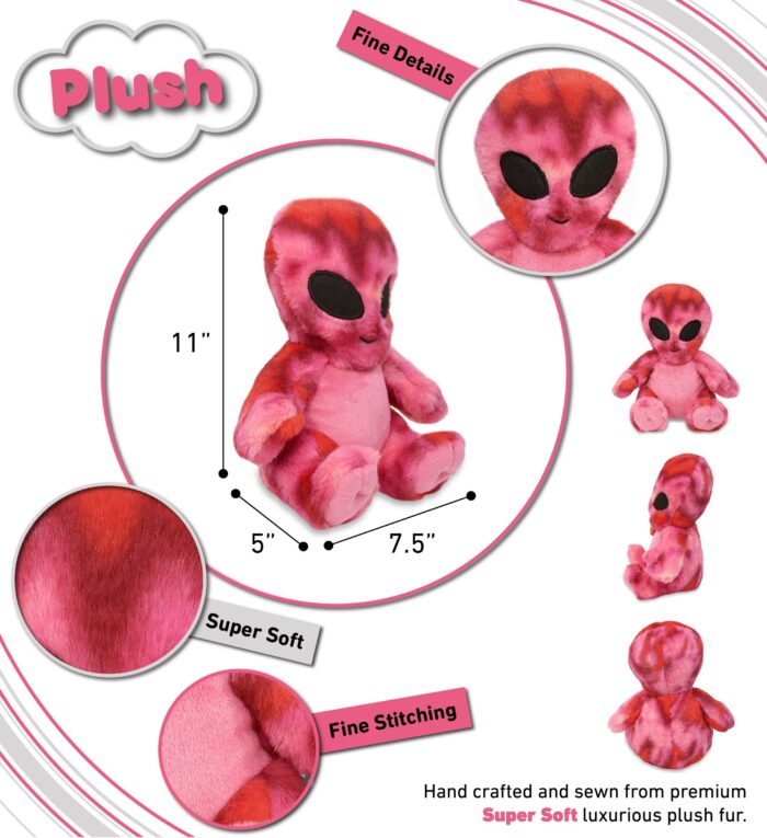 Pink Tie-Dye Alien 11" - Super-Soft Plush - Image 3