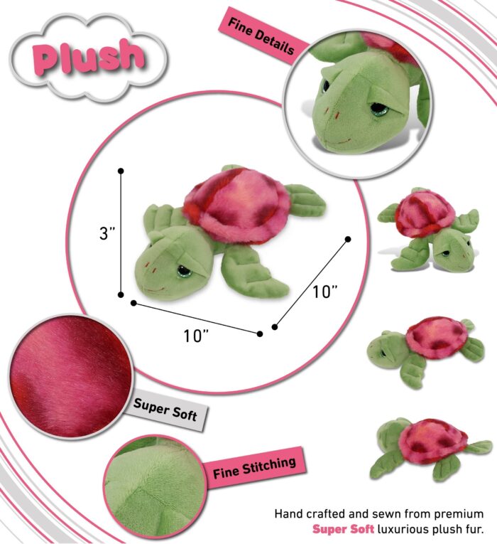 Pink Tie-Dye Green Sea Turtle10" - Super-Soft Plush - Image 3