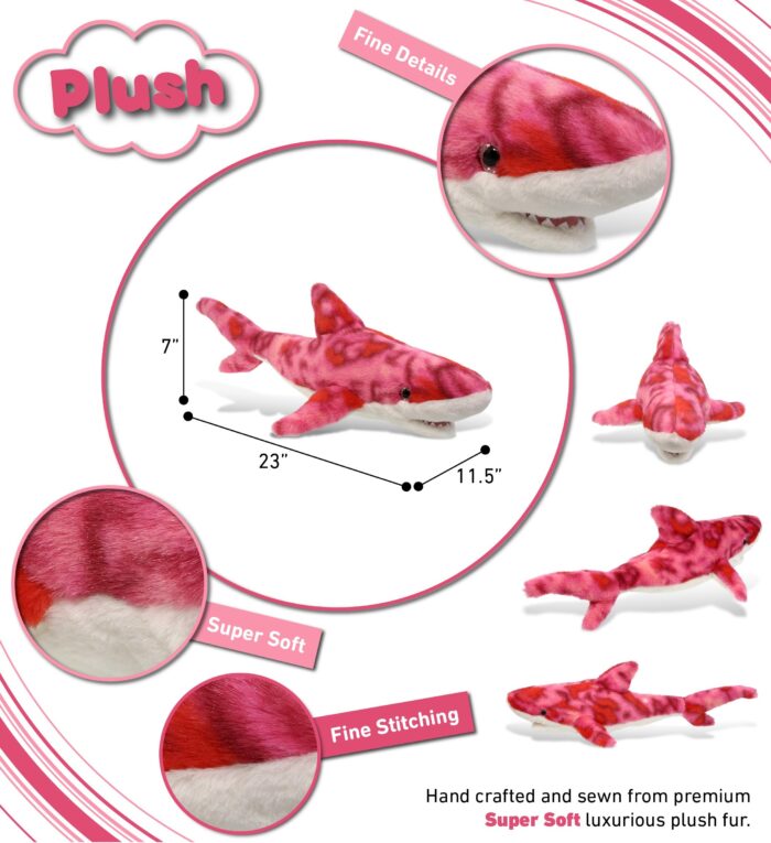Pink Tie-Dye Shark 23" - Super-Soft Plush - Image 3