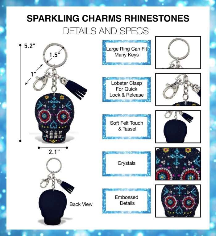Sugar Skull - Sparkling Rhinestones Charm - Image 2