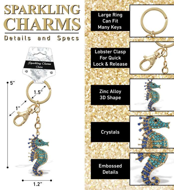 Blue Seahorse - Gold Sparkling Charms - Image 2