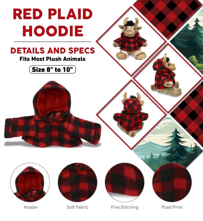 Large - Red Plaid Hoodie - Image 2