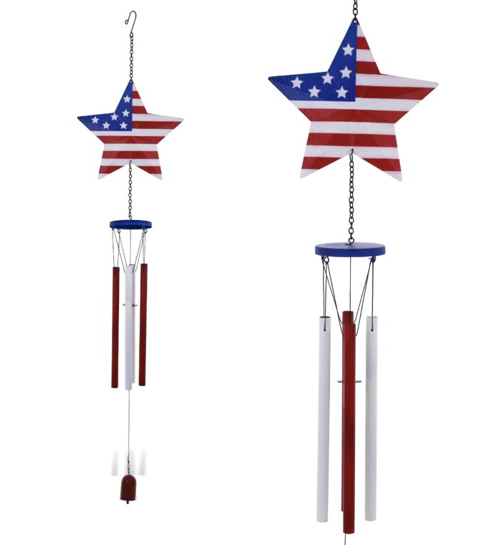 USA Flag Metal Star - Wind Chime