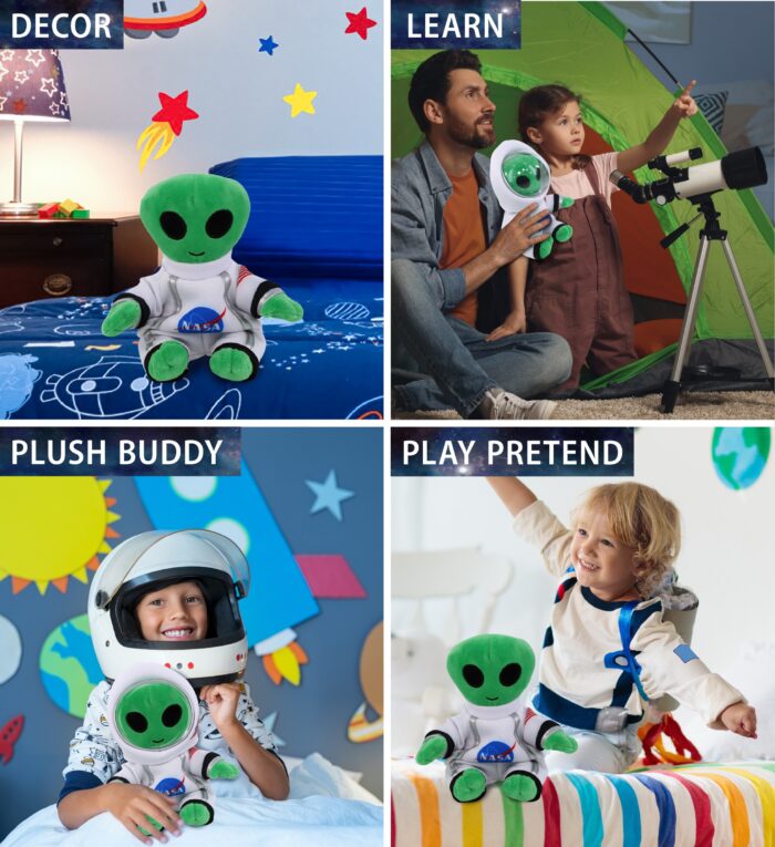 Green Alien Plush With Astronaut Dress Up - Super-Soft Plush - Image 3