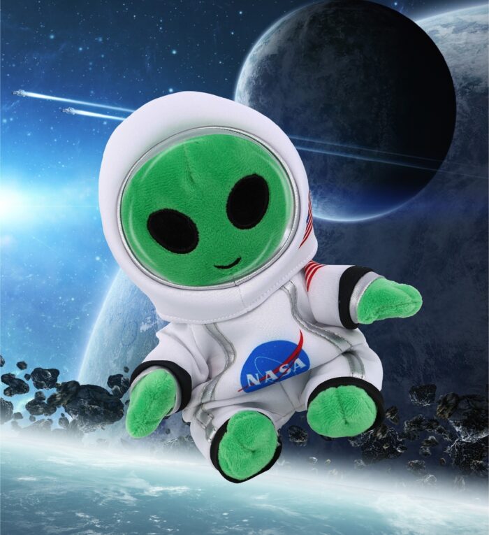 Green Alien Plush With Astronaut Dress Up - Super-Soft Plush - Image 4