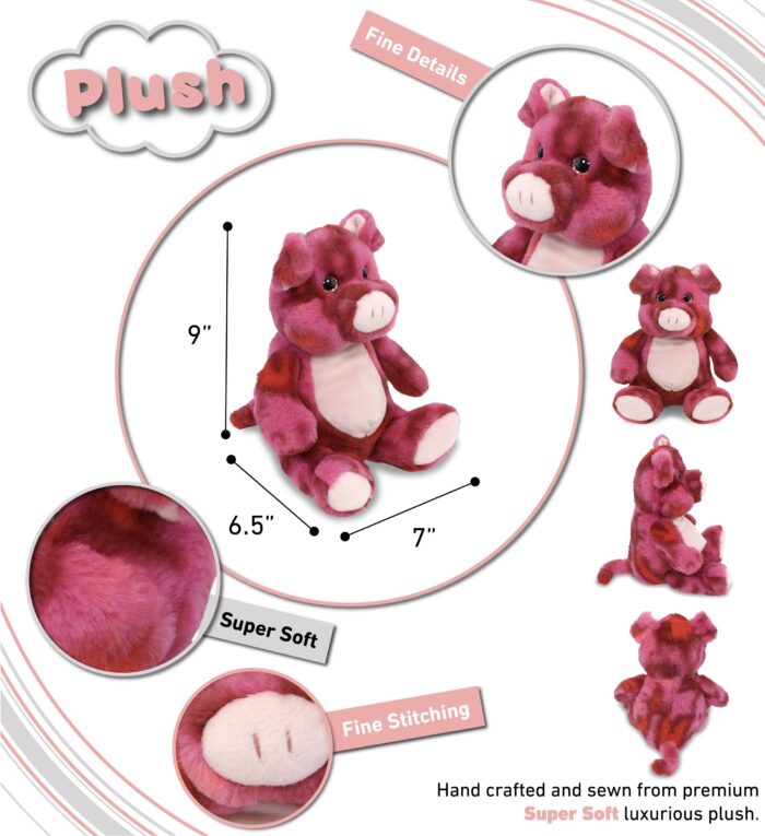Pink Tie-Dye Pig 9" - Super-Soft Plush - Image 3