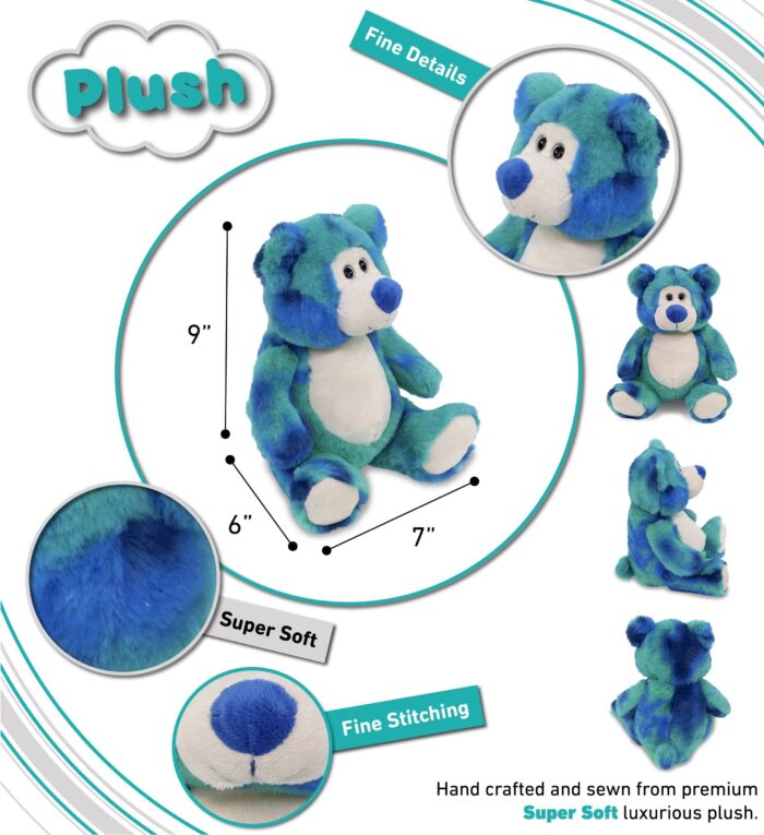 Blue Tie-Dye Bear 9" - Super-Soft Plush - Image 3
