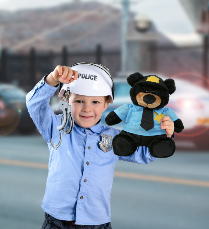 Black Bear 9" With Police Dress Up Set  - Super-Soft Plush - Image 4
