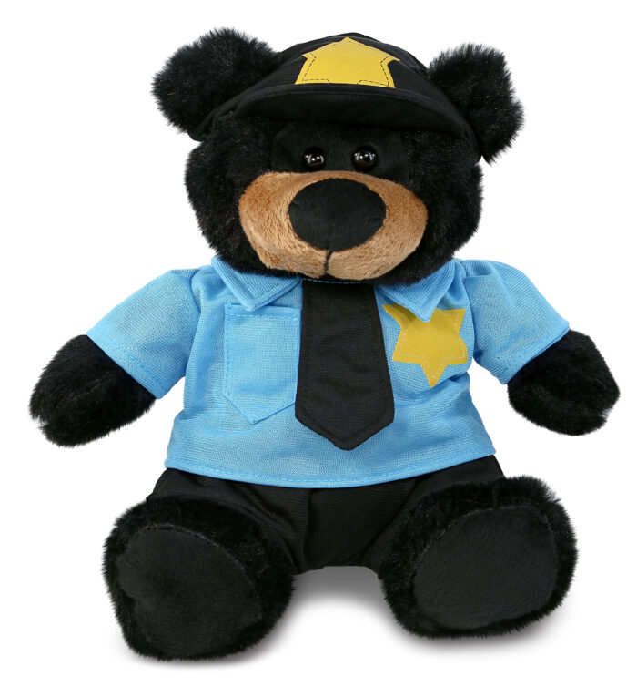 Black Bear 9" With Police Dress Up Set  - Super-Soft Plush