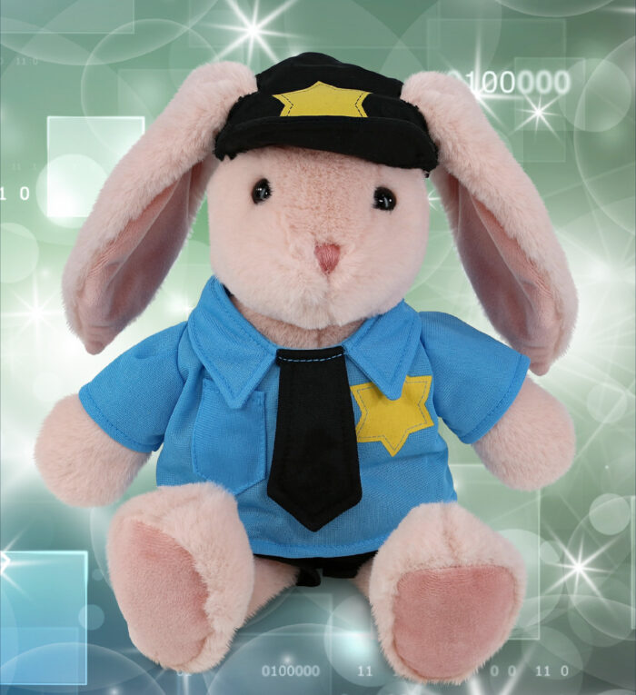 Baby Pink Rabbit 8" With Police Dress Up Set  - Super-Soft Plush - Image 5