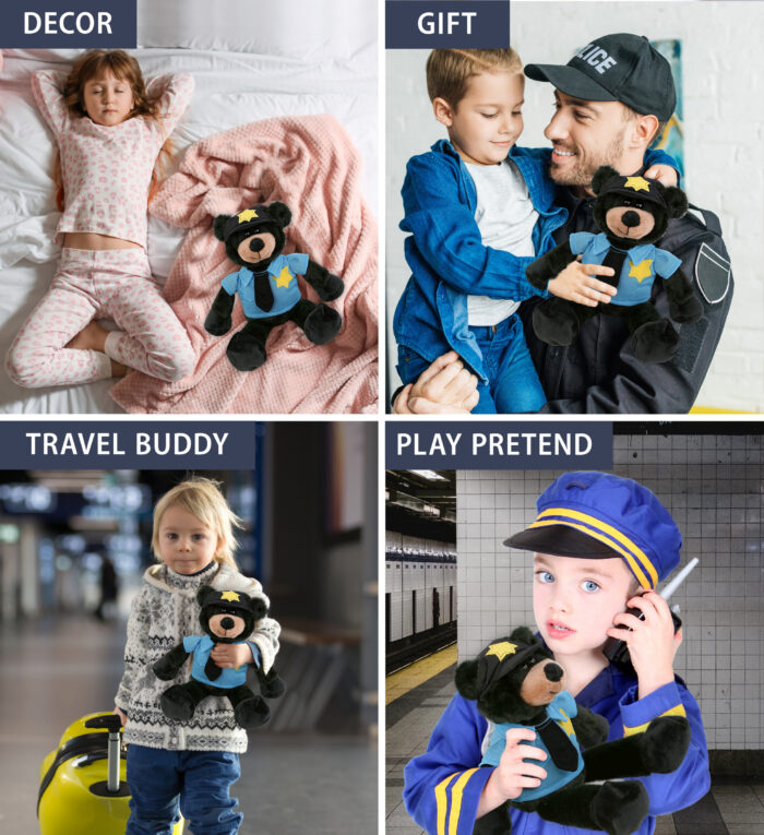 Long Leg Black Bear 10.5" With Police Dress Up Set  - Super-Soft Plush - Image 3