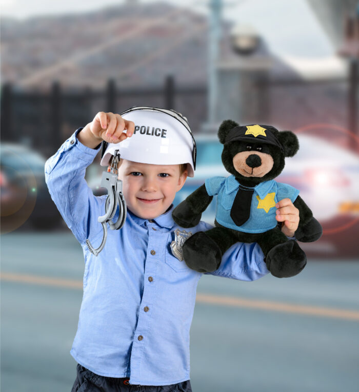 Long Leg Black Bear 10.5" With Police Dress Up Set  - Super-Soft Plush - Image 4
