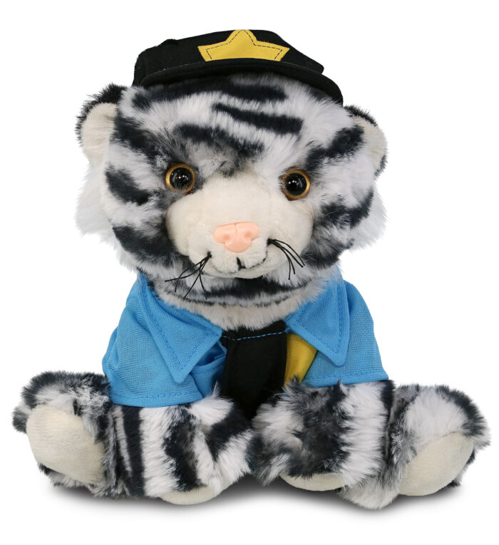 Squat White Tiger 8" With Police Dress Up Set  - Super-Soft Plush