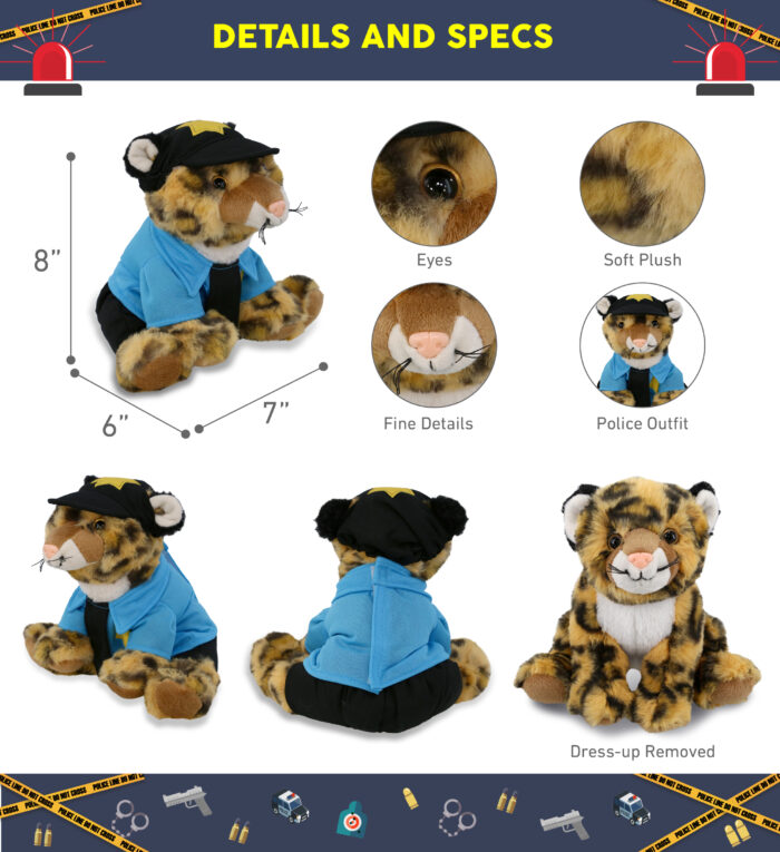 Squat Leopard 8" With Police Dress Up Set  - Super-Soft Plush - Image 2