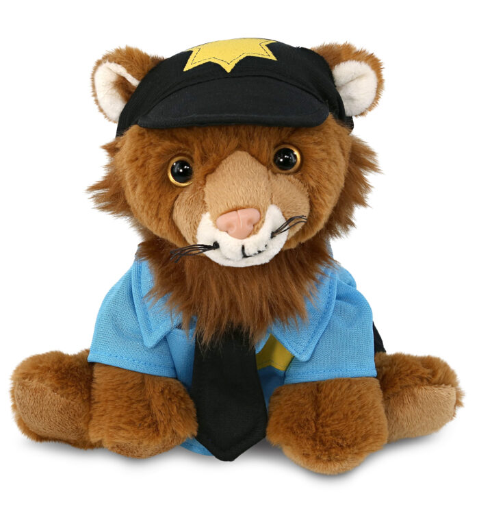 Squat Lion 8" With Police Dress Up Set  - Super-Soft Plush