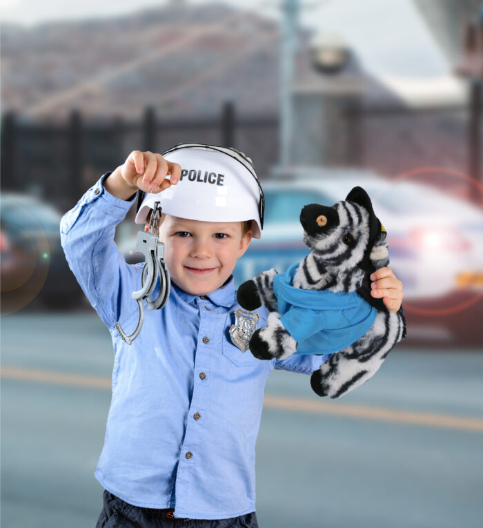 Zebra 9" With Police Dress Up Set  - Super-Soft Plush - Image 4