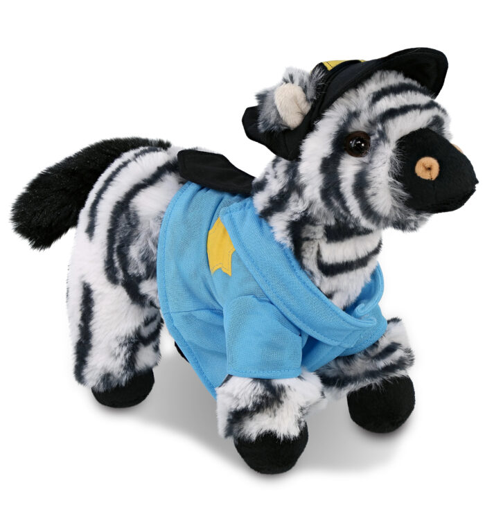 Zebra 9" With Police Dress Up Set  - Super-Soft Plush