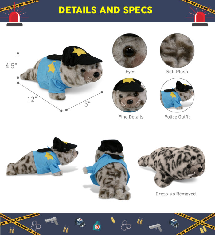 Seal 12" With Police Dress Up Set  - Super-Soft Plush - Image 2