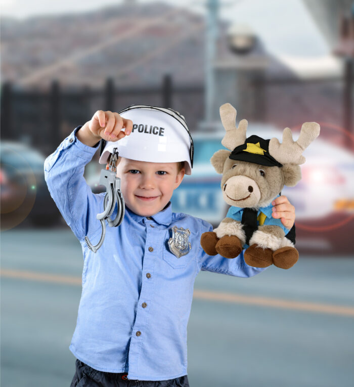 Squat Reindeer 8.5" With Police Dress Up Set  - Super-Soft Plush - Image 4