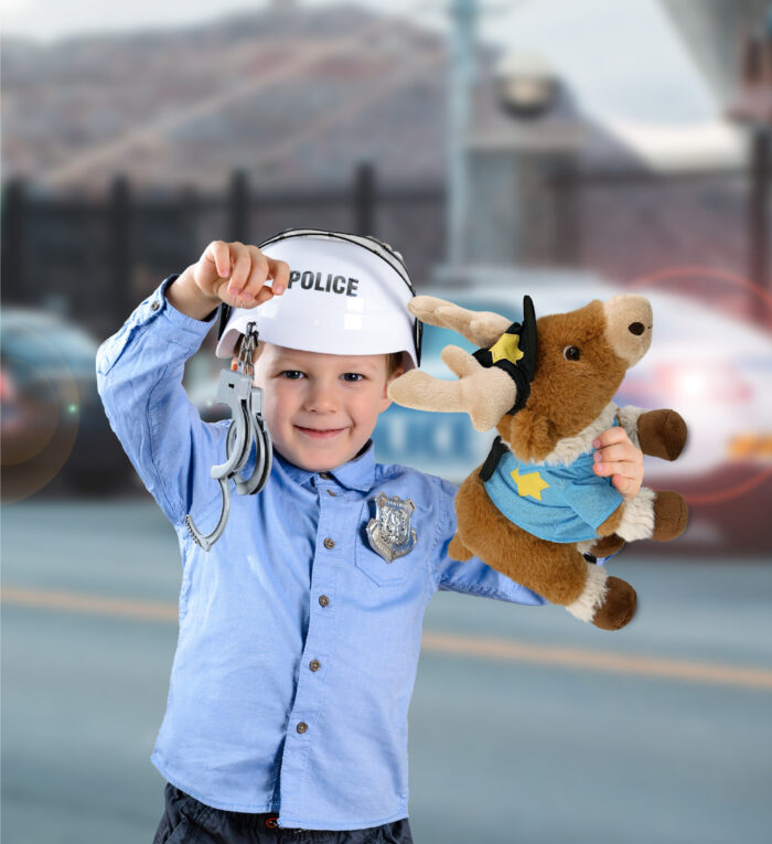 Standing Reindeer 11" With Police Dress Up Set  - Super-Soft Plush - Image 4