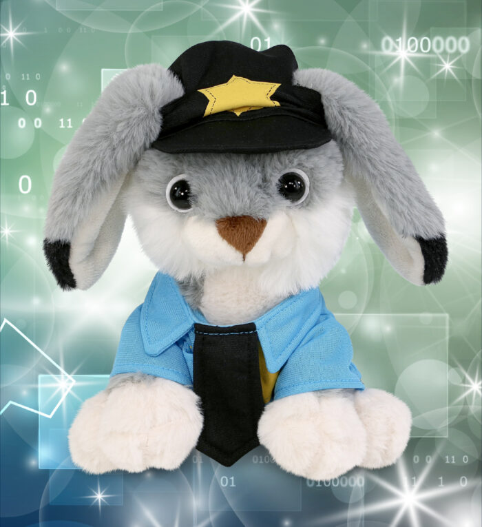 Grey Rabbit 7" With Police Dress Up Set  - Super-Soft Plush - Image 5