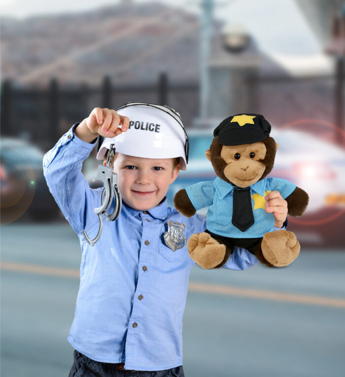 Monkey 9" With Police Dress Up Set  - Super-Soft Plush - Image 4