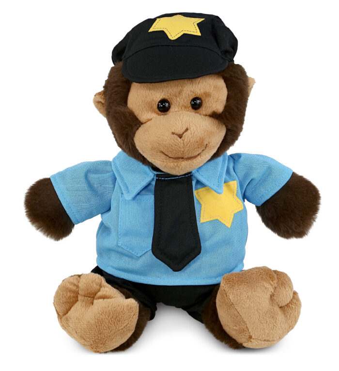 Monkey 9" With Police Dress Up Set  - Super-Soft Plush