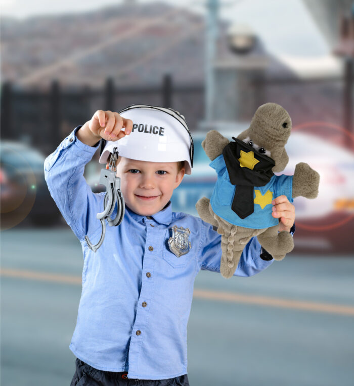 Grey Alligator Small 14" With Police Dress Up Set  - Super-Soft Plush - Image 4