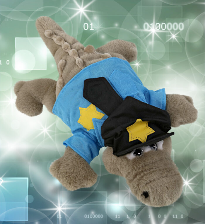 Grey Alligator Small 14" With Police Dress Up Set  - Super-Soft Plush - Image 5