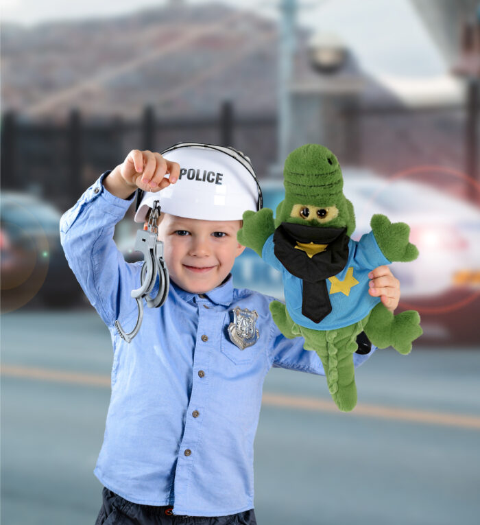 Green Alligator Small 14" With Police Dress Up Set  - Super-Soft Plush - Image 4